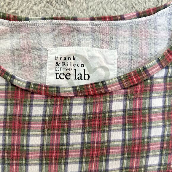 Frank & Eileen Womens‎ Tee Lab Top M Red Plaid Cotton Raw Hem Relaxed Fit USA - Picture 4 of 12